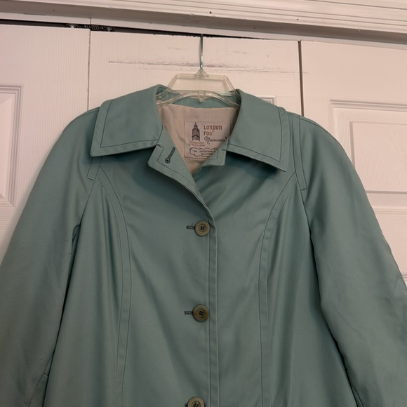 Vintage 70s 80s London Fog Trench Coat Women’s Turquoise Lined - Picture 2 of 11